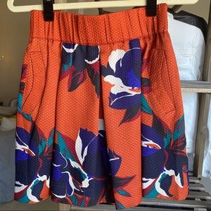 Maeve Anthropologie 2P orange flowered mini skirt
